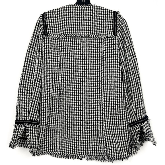 trf outerwear Houndstooth Mid-Length Womens Size XS Zipper Pocket Cozy Coat - Picture 2 of 8